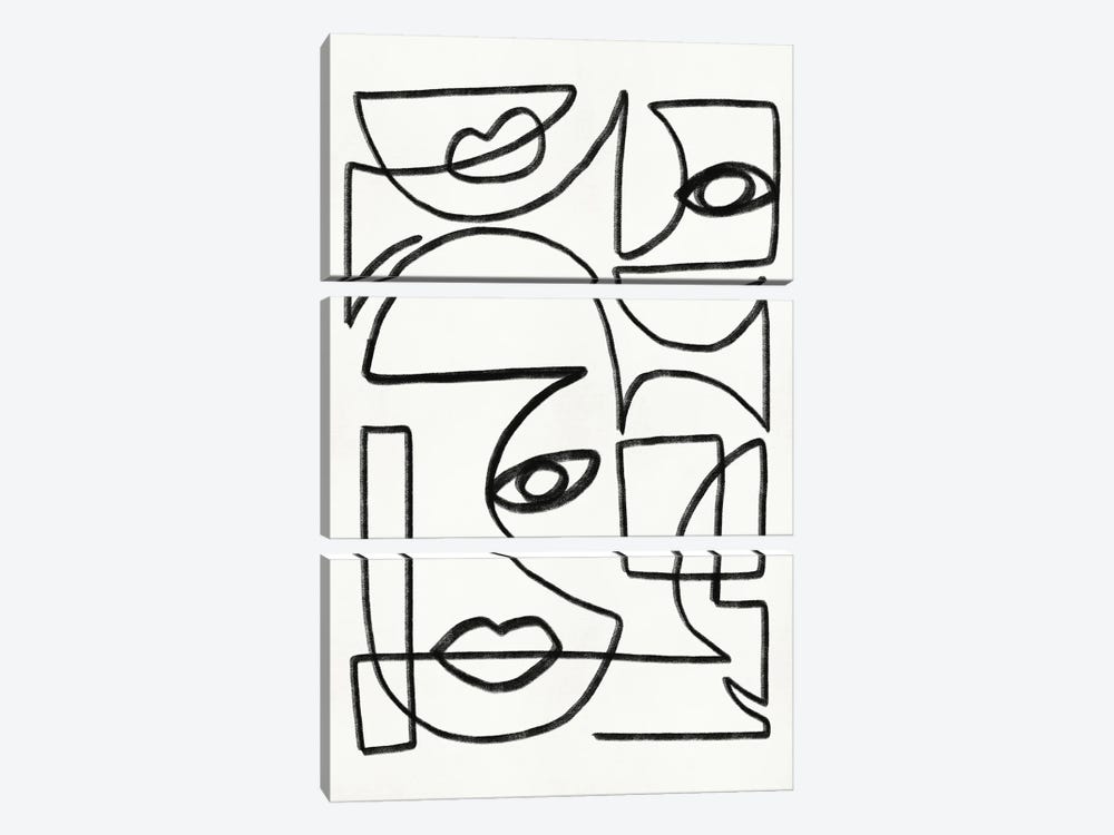 Abstract Line Art Faces by Little Dean 3-piece Canvas Wall Art