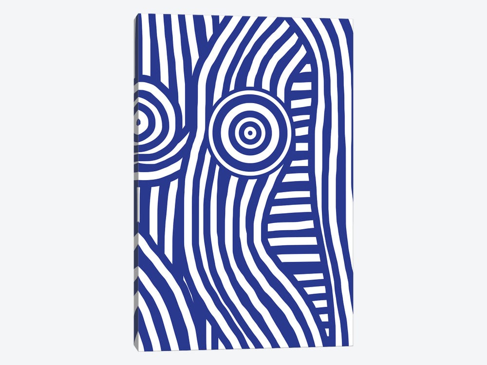 Front Blue And White Striped Nude by Little Dean 1-piece Canvas Art