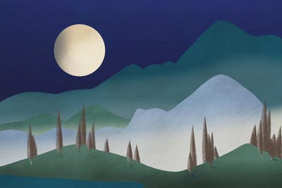 Glowing Mist Under The Moonlight by Little Dean art print