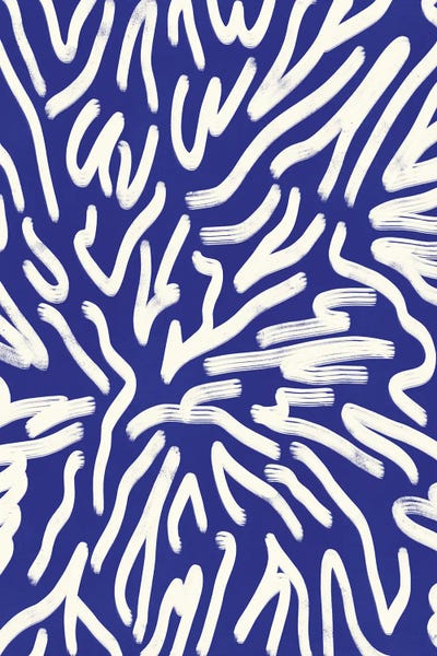 Blue Scribble Abstract by Little Dean art print