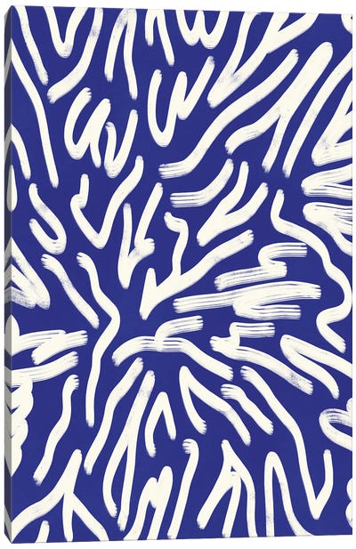 Blue Scribble Abstract Canvas Art Print - International Klein Blue