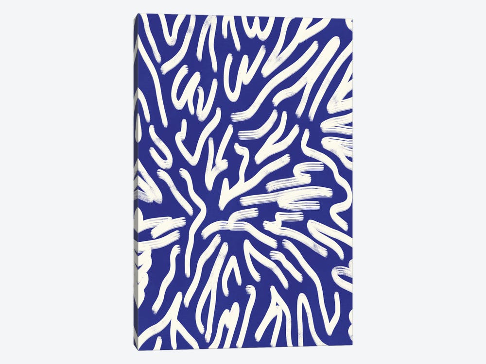 Blue Scribble Abstract by Little Dean 1-piece Canvas Wall Art