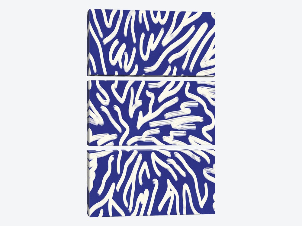 Blue Scribble Abstract by Little Dean 3-piece Canvas Artwork