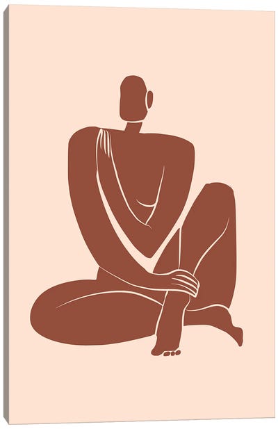 Large Size Nude In Terracotta Canvas Art Print - Artists Like Matisse