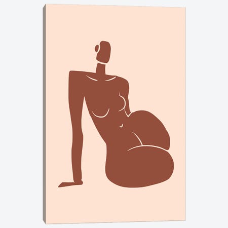 Leaning Nude In Terracotta Canvas Print #LED92} by Little Dean Art Print