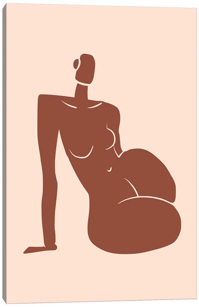 Leaning Nude In Terracotta Canvas Art Print - Artists Like Matisse