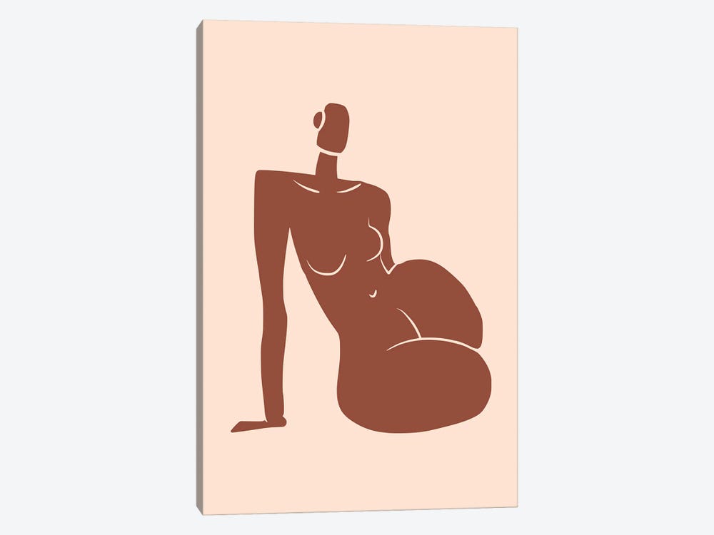 Leaning Nude In Terracotta by Little Dean 1-piece Canvas Wall Art