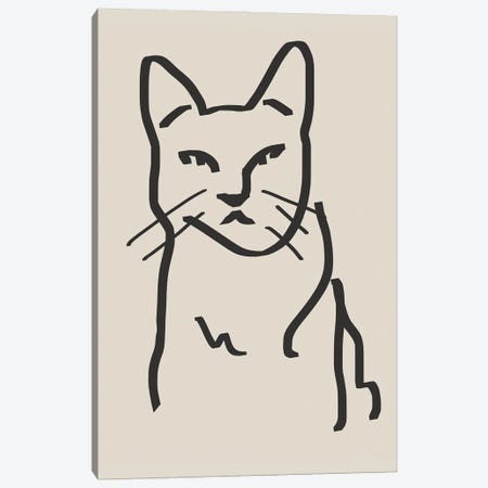 Line Art Cat Drawing II Canvas Print #LED97} by Little Dean Canvas Art