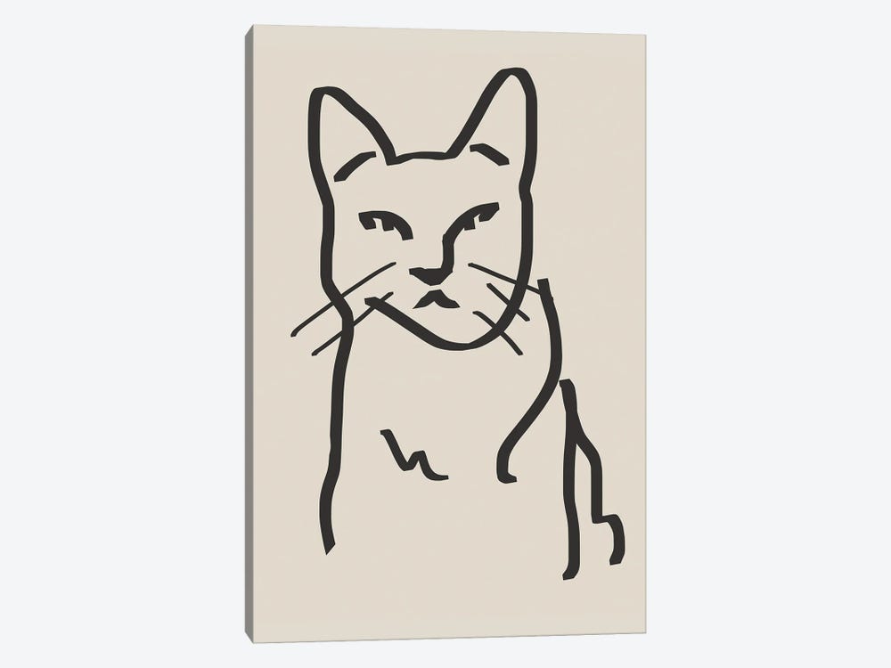 Line Art Cat Drawing II by Little Dean 1-piece Art Print