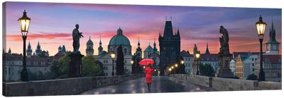 Dawn at Charles Bridge Canvas Art Print - Prague