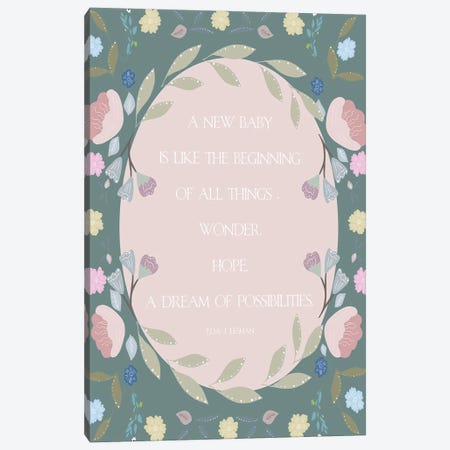 New Baby Quote Canvas Print #LEH117} by Leah Straatsma Canvas Art
