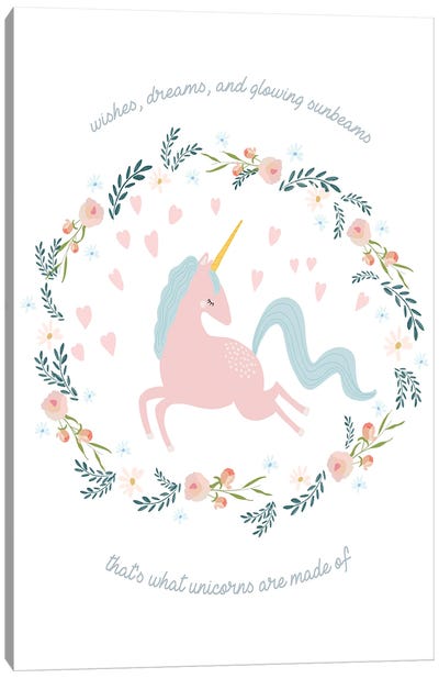 Wishes Dreams Unicorn Canvas Art Print - Nursery Room Art