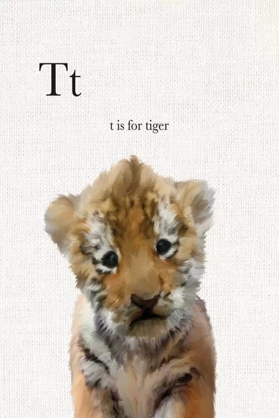 Kids Educational Art: Baby Tiger Linen by Leah Straatsma