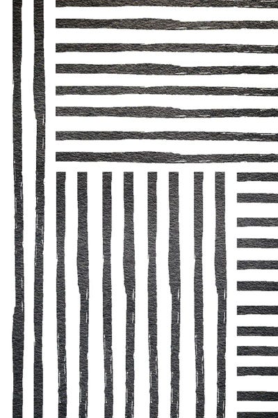 Black White Stipes by Leah Straatsma framed canvas print