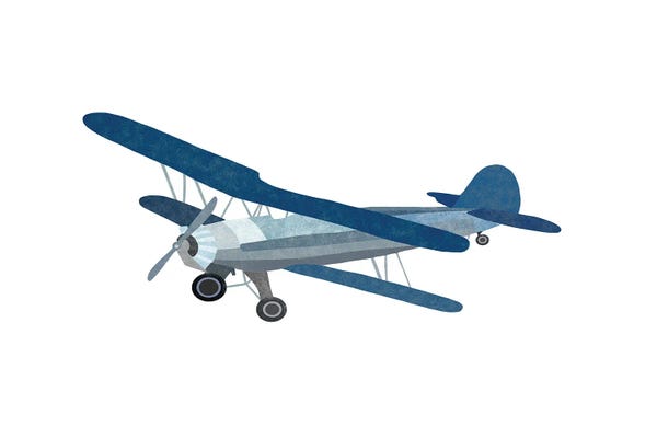 Kids Transportation Art: Blue Watercolor Plane by Leah Straatsma