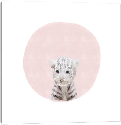 Baby White Tiger Pink Canvas Art Print - Leah Straatsma