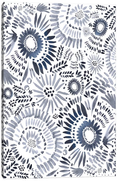 Blue Floral Fun Canvas Art Print - Leah Straatsma