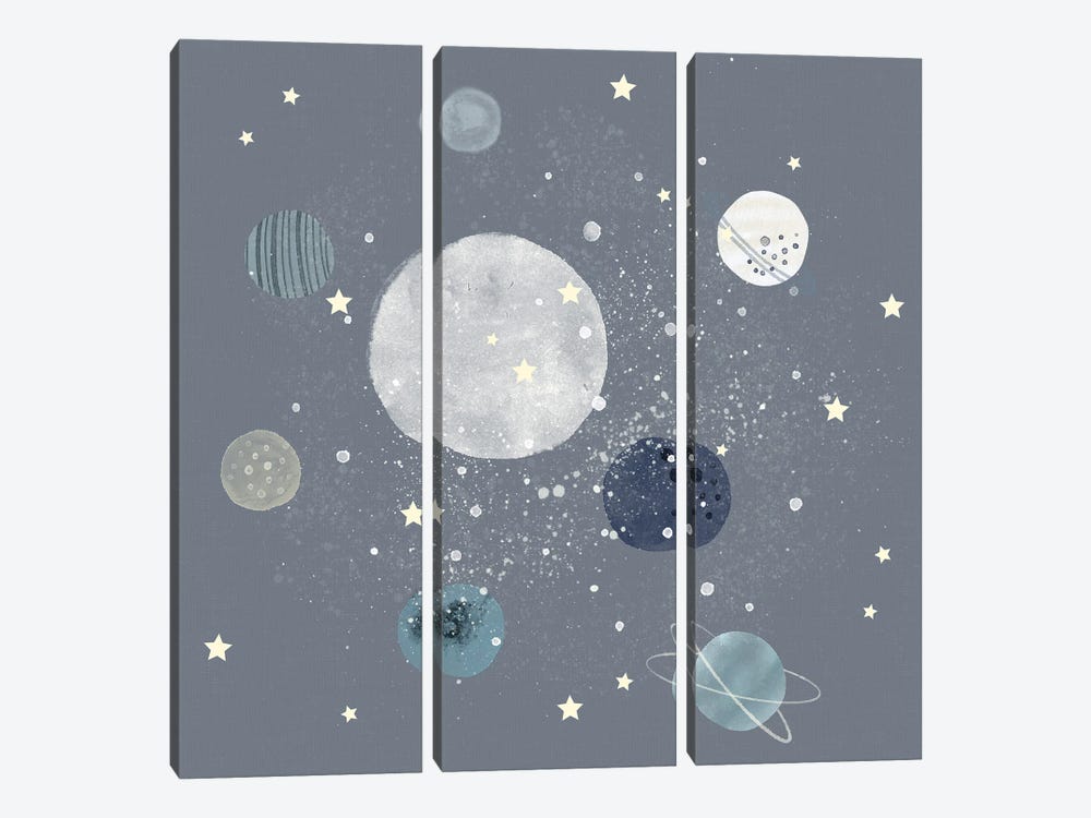 Space Planets by Leah Straatsma 3-piece Canvas Print