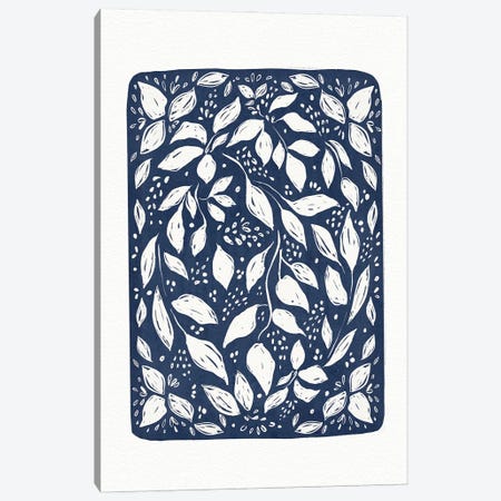 Blue Lino Floral Canvas Print #LEH310} by Leah Straatsma Canvas Print