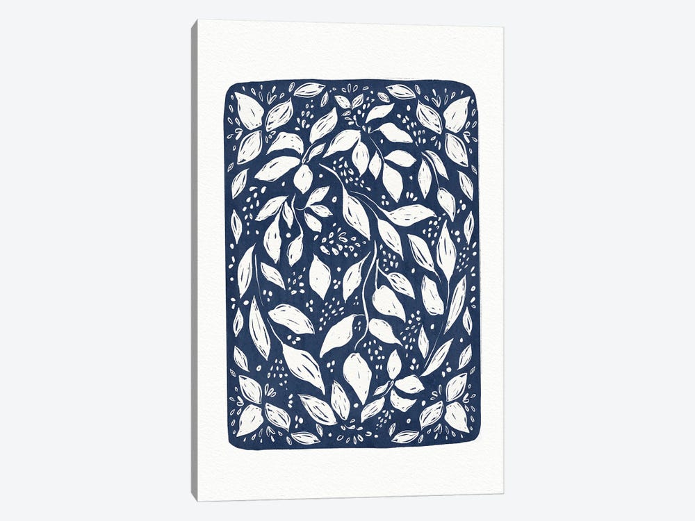 Blue Lino Floral by Leah Straatsma 1-piece Canvas Wall Art