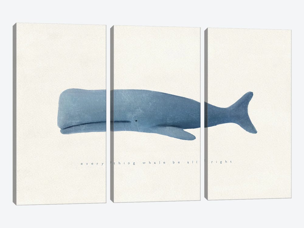 Everything Whale Be All Right by Leah Straatsma 3-piece Canvas Wall Art