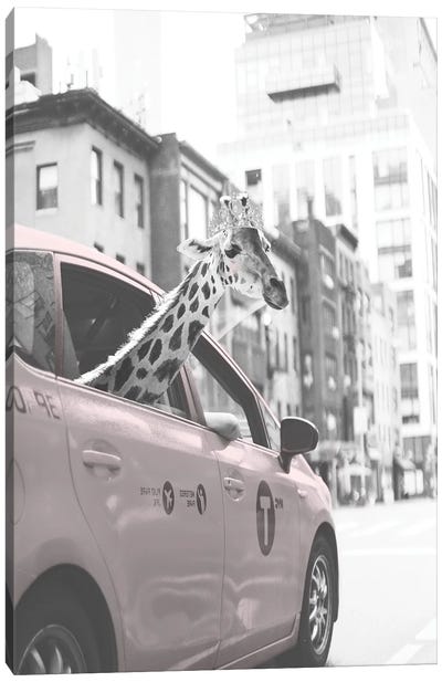 Giraffe In NYC Canvas Art Print - Leah Straatsma