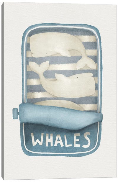 Whales In A Tin Canvas Art Print - Stripe Patterns