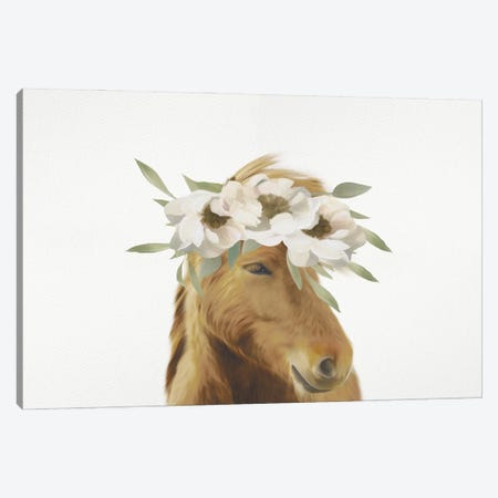 Floral Horse Canvas Print #LEH326} by Leah Straatsma Canvas Art Print