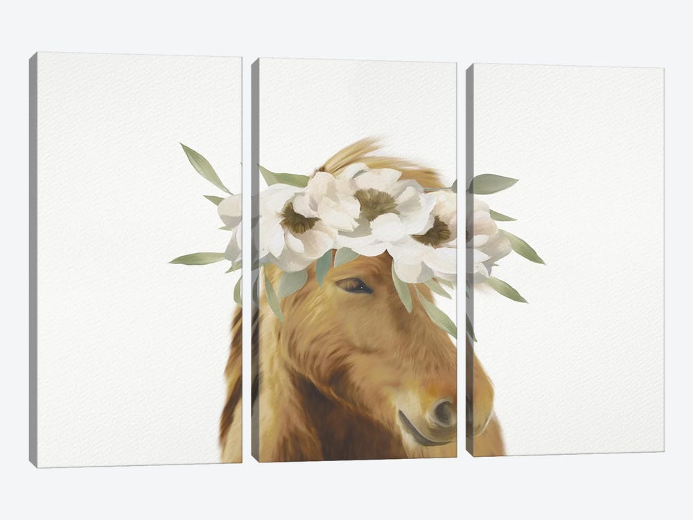 Floral Horse by Leah Straatsma 3-piece Canvas Art Print