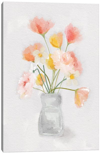 Florals In Vase Canvas Art Print - Minimalist Flowers