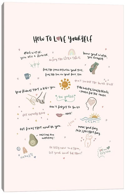 How To Love Yourself Canvas Art Print - Leah Straatsma