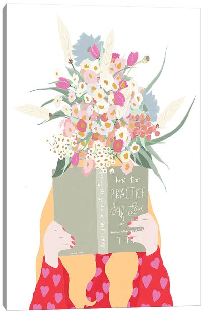 Self Care Floral Head Canvas Art Print - Leah Straatsma