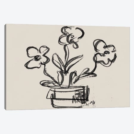 Sketched Peonies In Vase Canvas Print #LEH340} by Leah Straatsma Canvas Art
