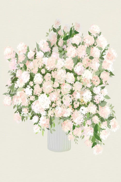 Hydrangeas In Vase With Background