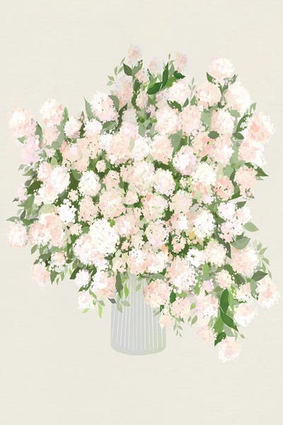 Hydrangeas In Vase With Background