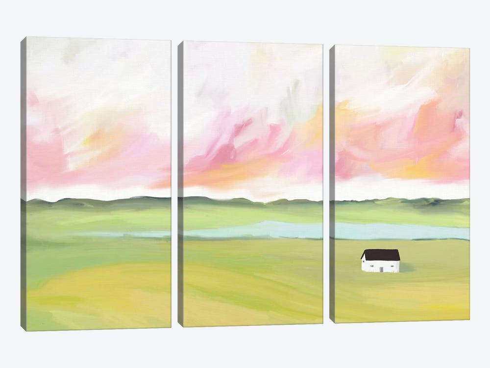 Farm House by The Lake by Leah Straatsma 3-piece Canvas Wall Art