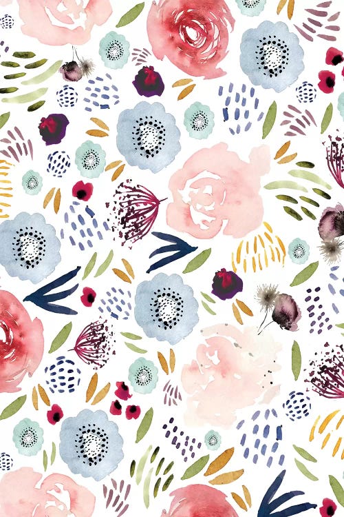 Floral Pink Red Blue