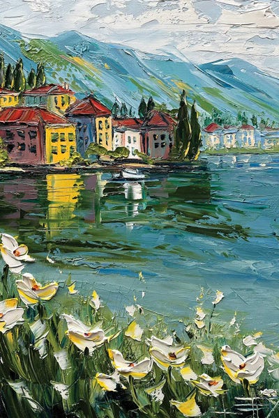 Coastal Villages & Towns: Golden Reflections - Lake Como Italy by Lisa Elley