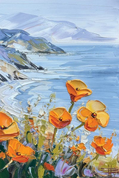 Lisa Elley - Multi Panel Prints: Coastline In Bloom by Lisa Elley