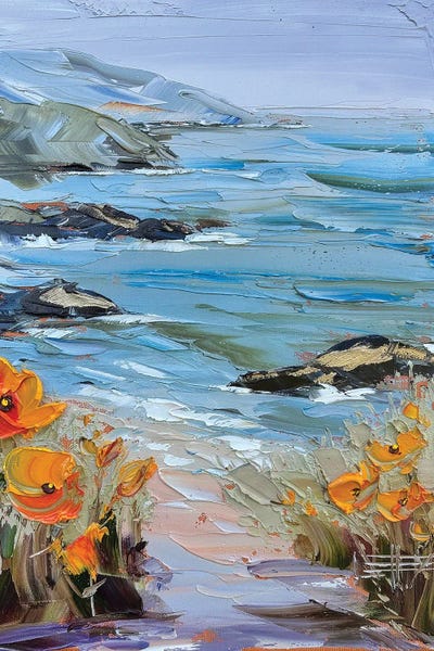 Lisa Elley - Multi Panel Prints: Path To The Sea - California Poppies by Lisa Elley