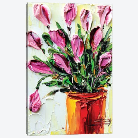Pink Tulips I Canvas Print #LEL126} by Lisa Elley Canvas Artwork