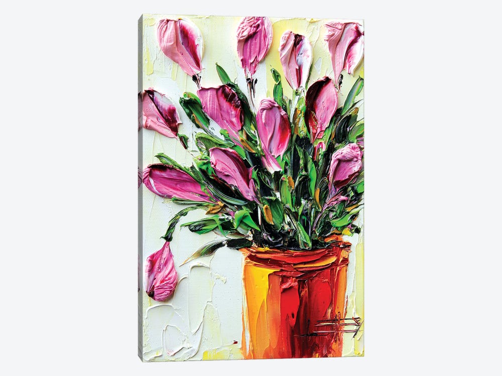 Pink Tulips I by Lisa Elley 1-piece Canvas Wall Art