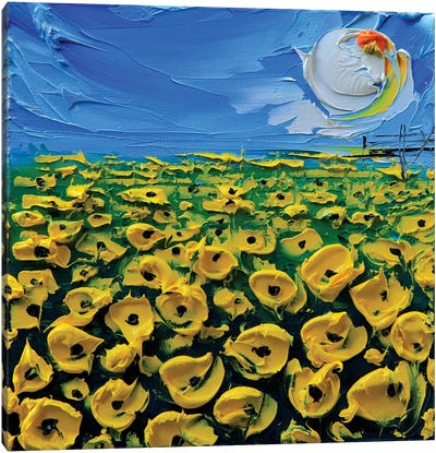 Poppies Yellow Canvas Art Print - Lisa Elley