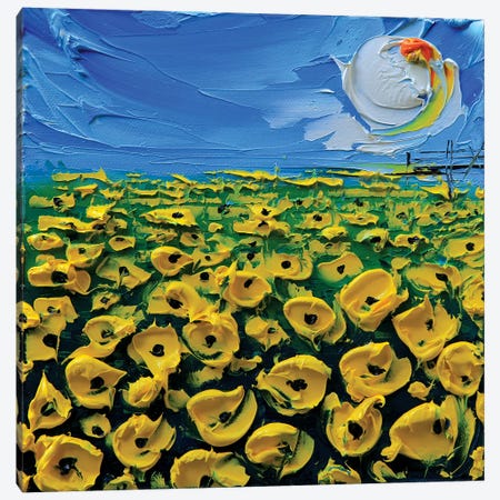 Poppies Yellow Canvas Print #LEL133} by Lisa Elley Canvas Artwork