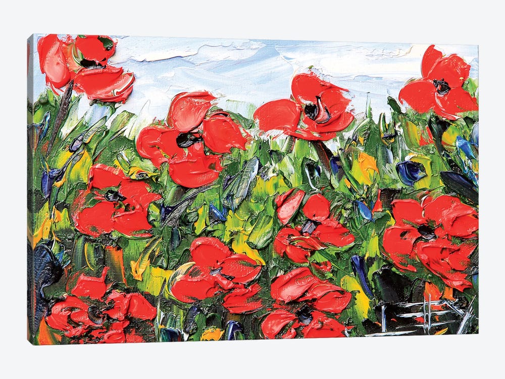 Red Poppies by Lisa Elley 1-piece Canvas Print