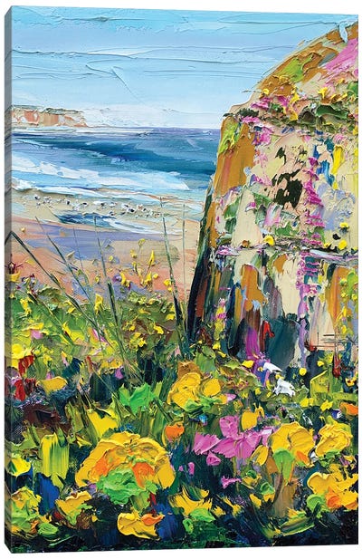 Wildflowers In Half Moon Bay Canvas Art Print - Cliff Art