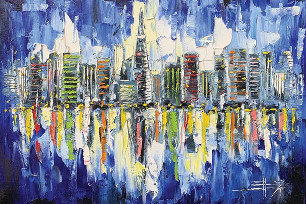 San Francisco Skylines: San Francisco Evening Skyline by Lisa Elley