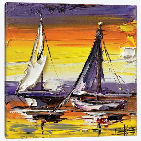 Tangerine Sunset Canvas Print #LEL233} by Lisa Elley Canvas Art Print