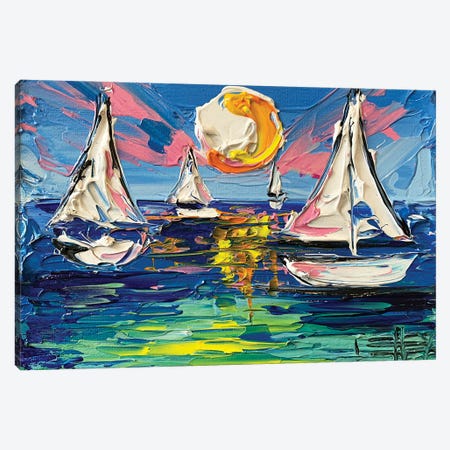 Sailboat Trio Canvas Print #LEL235} by Lisa Elley Canvas Art
