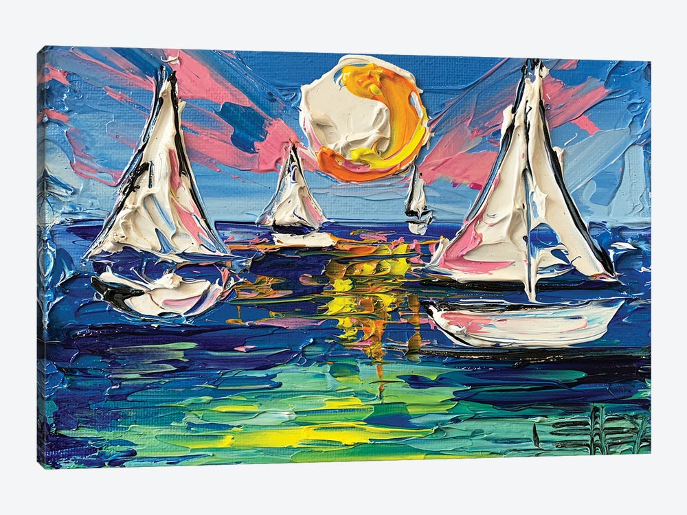 Sailboat Trio by Lisa Elley 1-piece Canvas Art